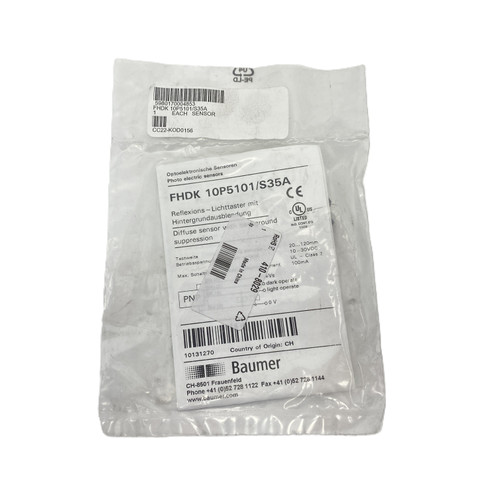 Baumer FHDK 10P5101/S35A  Diffuse Photoelectric Proximity Sensor PNP NEW