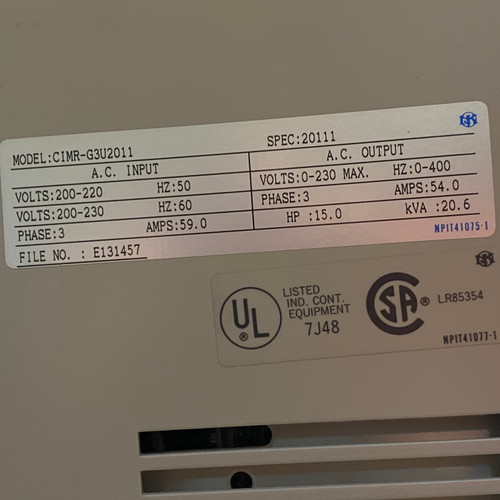 Saftronics 15HP Variable Frequency AC Drive CIMR-G3U2011 NEW
