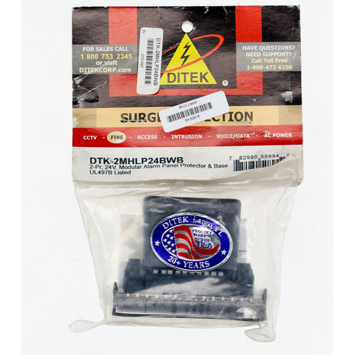 Ditek DTK-2MHLP24BWB  2-Pair 24V Data Surge Protector w/ Base - New