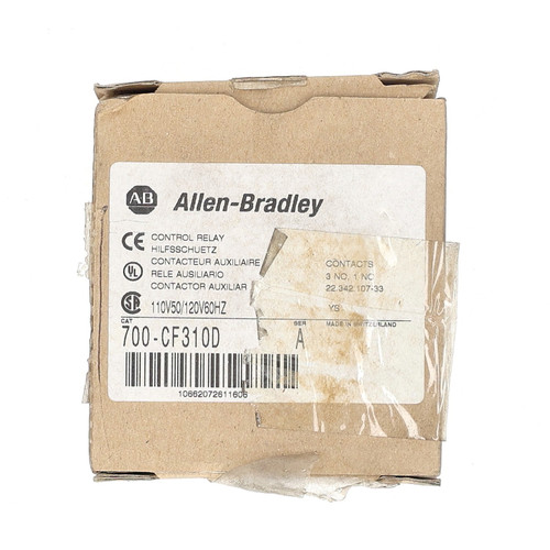 Allen Bradley 700-CF310D Control Relay 4-Pole 120V AC Coil DIN/Base Mount - New