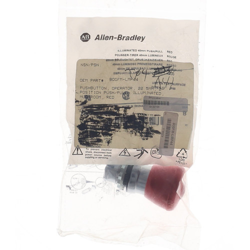 Allen Bradley 800FM-LMP44 40mm Red Illuminated Push-Pull Operator 800F Series - 