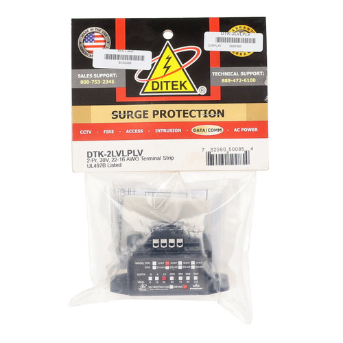 Ditek DTK-2LVLPLV Surge Protector 30V Terminal 22-16 AWG - New