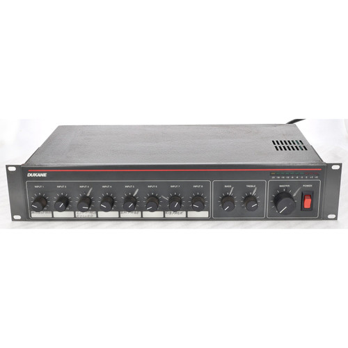 Dukane 2A96 Mixer Preamplifier 8 Input Rack Mount Audio Control Unit