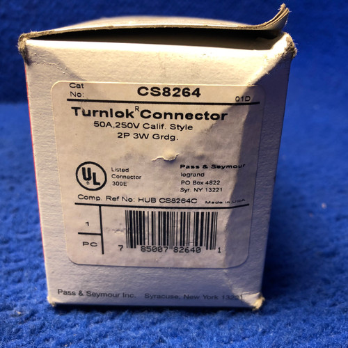 LOT OF 6 - PASS & SEYMOUR CS8264C TURNLOK CONNECTOR 50A 250V 2P3W - NEW OPEN BOX