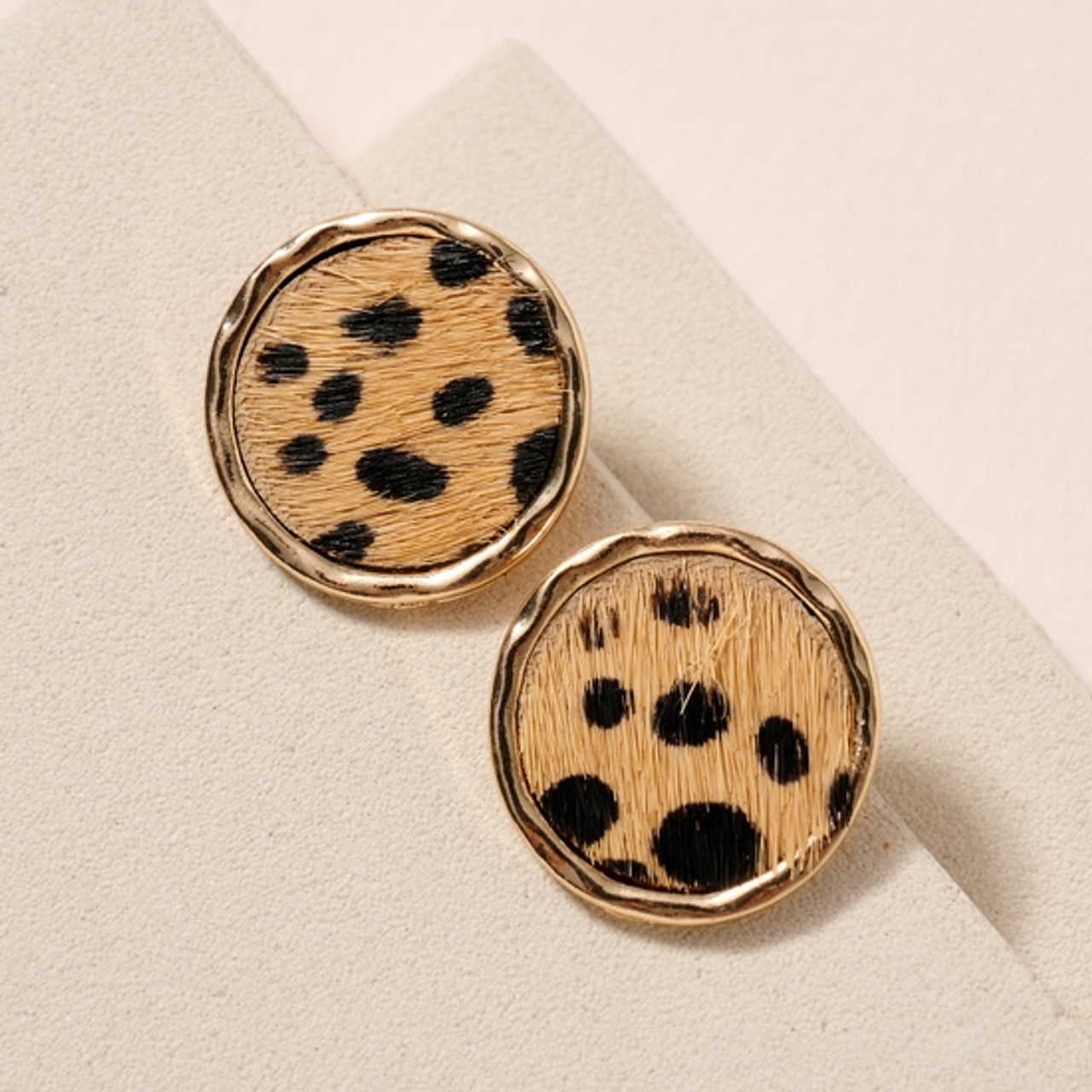 Fuzzy Leopard Print Faux Leather Earrings