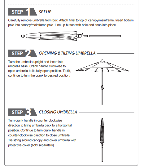 auto tilt patio umbrella instructions California 7.5' Round Sunbrella Aluminum Outdoor Deck, Pool or Umbrella, Crank Lift, Tilt, Bronze Pole, Hot Pink Allen + Roth 9 ft