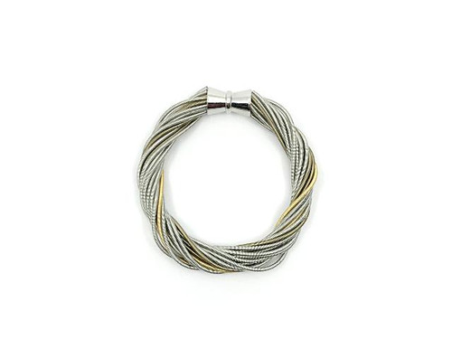 Silver and Gold Twist Bracelet with Magnetic Clasp