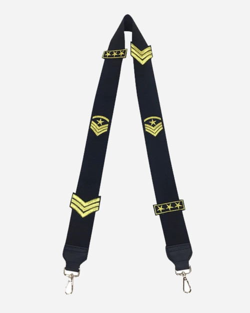 Solid Black w/Black &Gold Army Patches  Web Strap