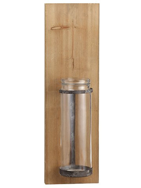 7"Wx23.5"L Glass Wall Vase,  Clear/Brown