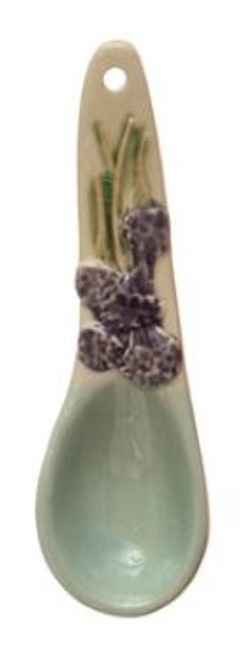 Hand-Painted Stoneware Spoon, Floral Design Handle