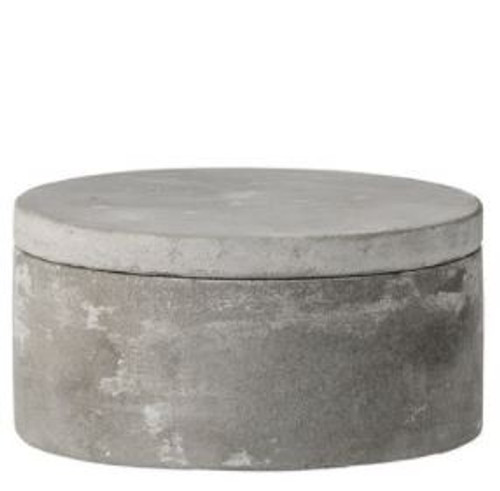 3-3/4" Round Decorative Cement Box w/ Lid, Grey