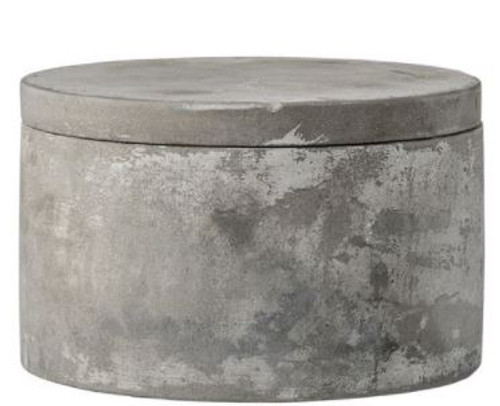 5" Round Decorative Cement Box w/ Lid, Grey