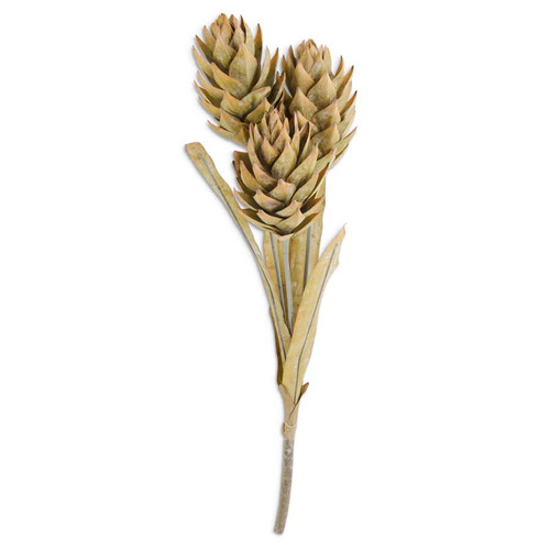 28 Inch Light Yellow Ginger Triple Flower Stem