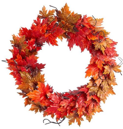 26" Maple Leaf Wreath,  Burgundy
