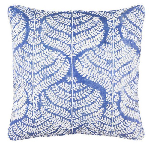 Flora Linen Blue Decorative Pillow 22" Square