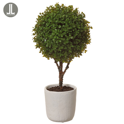 22" Boxwood Ball Topiary in Clay Pot, Green
