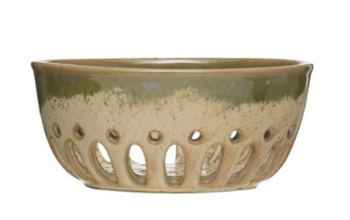 Stoneware Berry Bowl with Glaze, 2 Colors