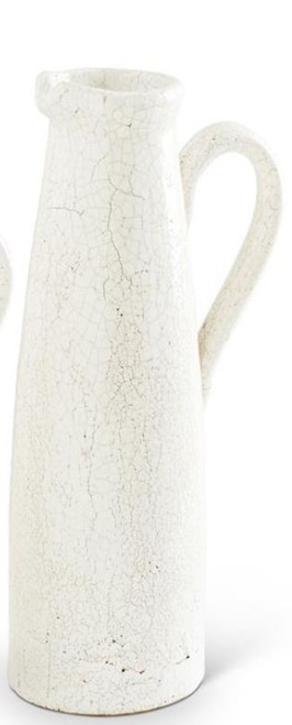White Ceramic Crackled Tall Pitcher