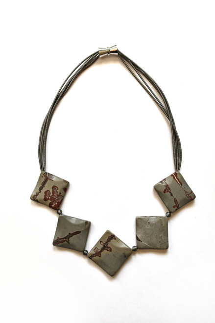 Picasso Jasper On Slate Wire Necklace Picasso Jasper On Slate Wire Necklace