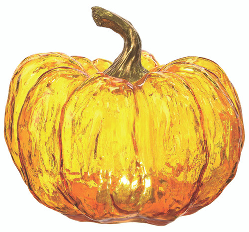 8"Hx10"D Battery Operated Pumpkin With Light, Orange 8"Hx10"D Battery Operated Pumpkin With Light, Orange