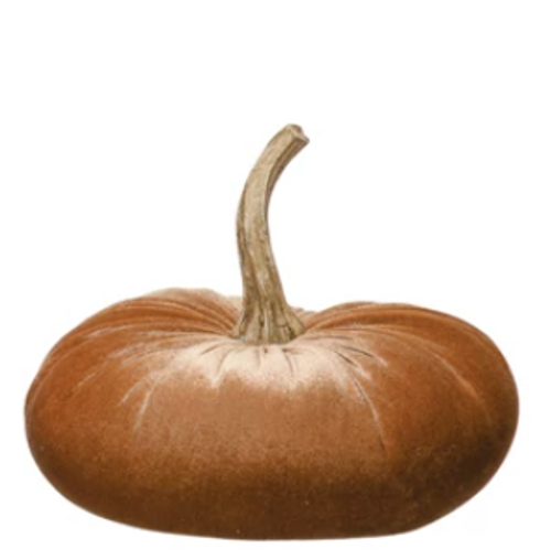 Velvet Pumpkin with Stem, Large