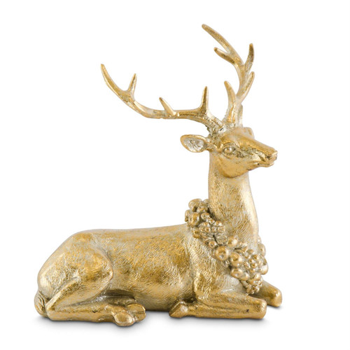 6 Inch Antique Gold Resin Deer (Resting) 6 Inch Antique Gold Resin Deer (Resting)