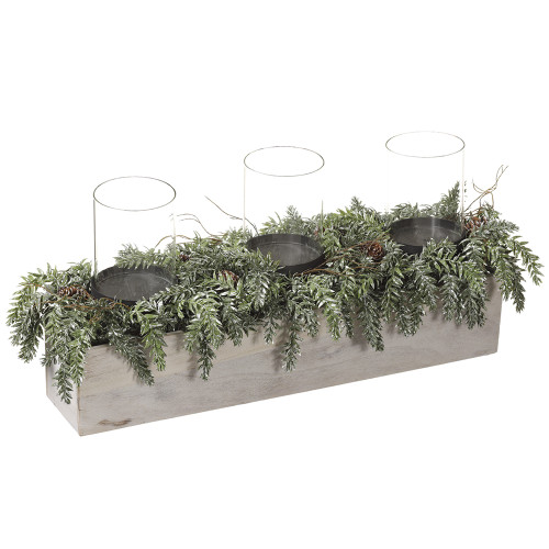 28" Pine Cone/Pine Centerpiece With Glass Candleholders