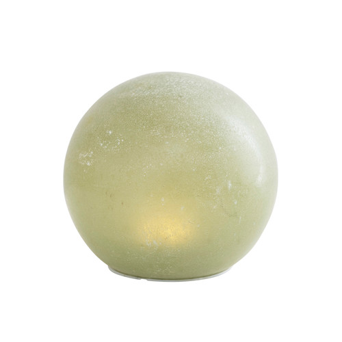 6" Round Frosted Glass Globe with LED Light, Green 