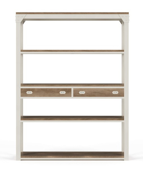 Metro Bookcase, Smooth White with Fruit Wood Shelves