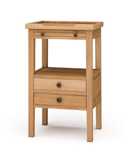 Eton 2 Drawer Side Table w/ Pull Out Shelf, Driftwood finish