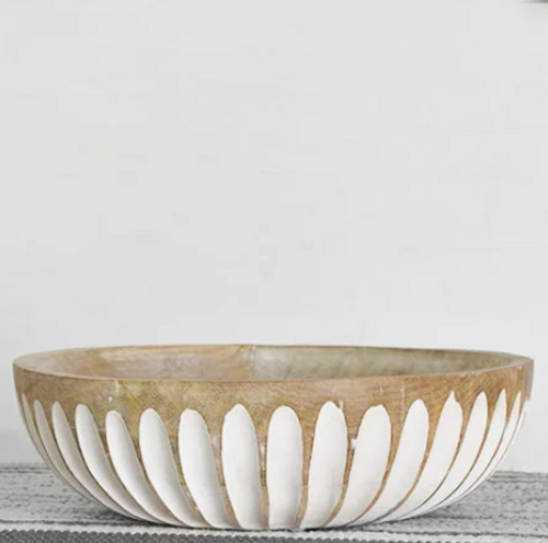 13.78" Carved Wood Bowl 