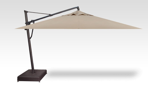 10' X 13' Rectangular Cantilever Plus Umbrella, Black Pole with Khaki O'Bravia Canopy & Stationary Base