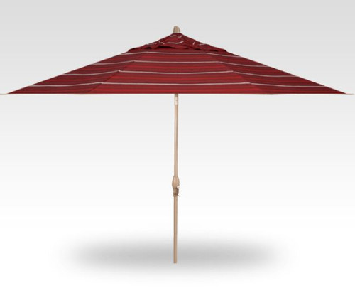 11' AUTO TILT UMBRELLA, CHAMPAGNE POLE - HARPER CRIMSON STRIPE