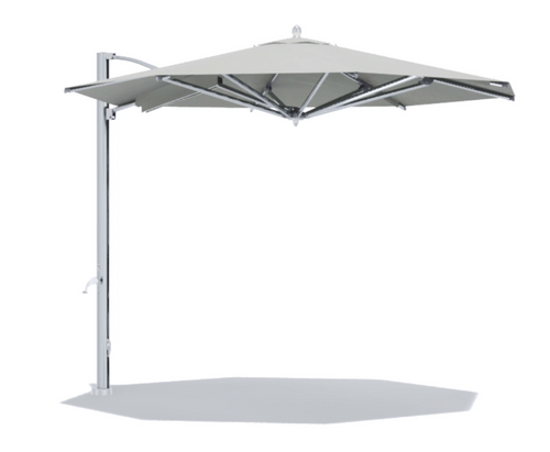 11' Octagon Ocean Master Max Cantilever, Oyster Canopy, Polished Aluminum Pole & High Wind Stabilizers