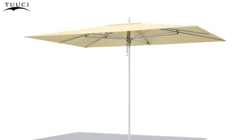 Center Pole Rectangular  8' x 12' Ocean Master Autoscope Umbrella, Linen Canopy with Polished Aluminum Pole