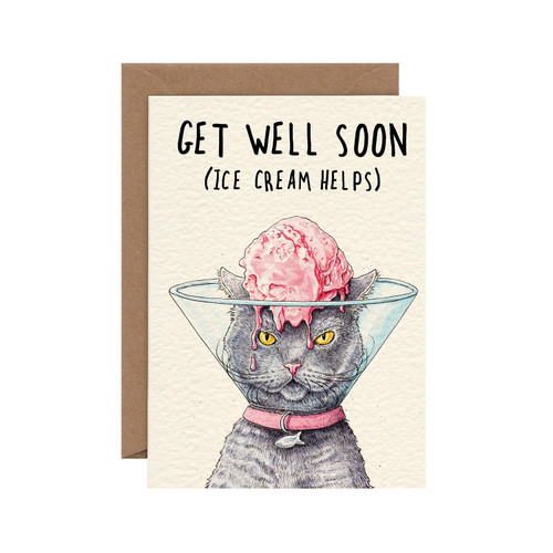 Get Well Soon Cat Card - 5" x 7"
