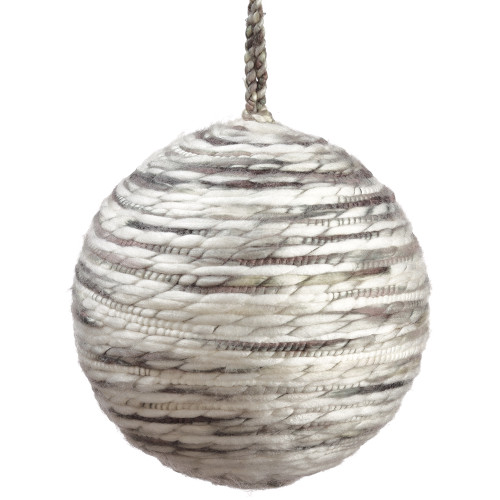 8" Yarn Ball Ornament, Grey & White