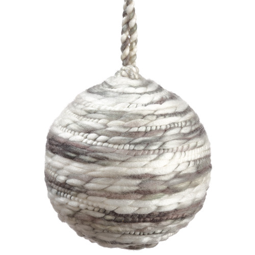 6" Yarn Ball Ornament, Grey & White