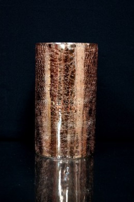 Copper Crackled Glass Cylinder
