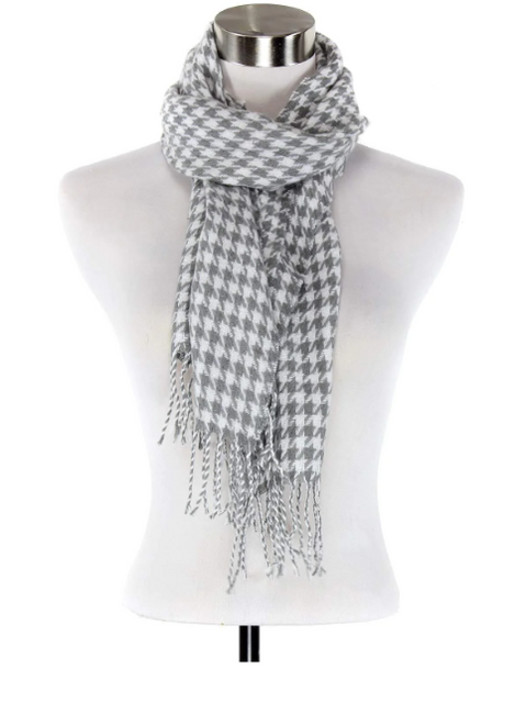 Gray White Houndstooth Scarf Gray White Houndstooth Scarf