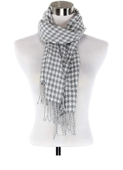 Gray White Houndstooth Scarf