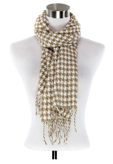 Cream White Houndstooth Scarf