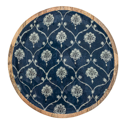 Enameled Mango Floral Wood Trays