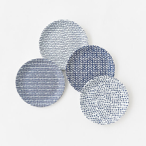 Geometric Melamine Plate, Set of 4, 9"