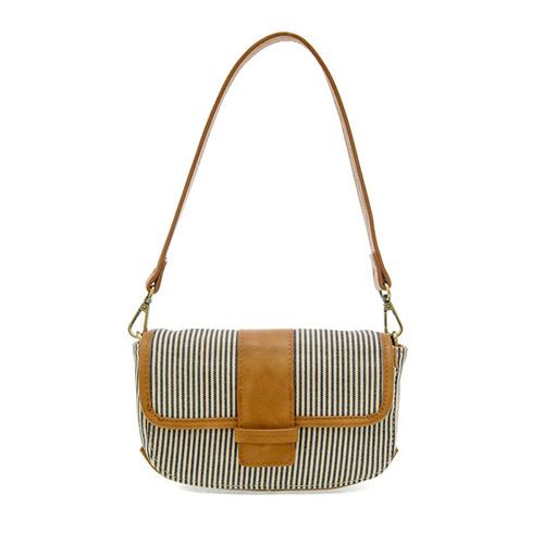 Denim Pinstripe Carmen Canvas Convertible Shoulder Bag