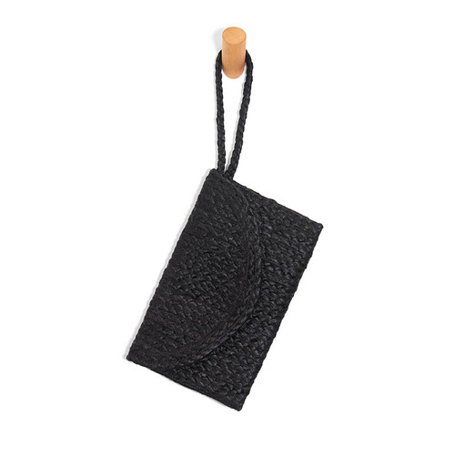 Portia Jute Clutch Wristlet, Black 