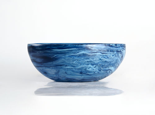 Classical Wave Bowl, Medium - Denim Swirl