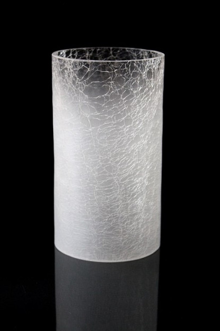 7.5" White Crackle Glass Cylinder