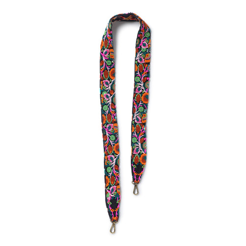 Floral Embroidered Strap, Black