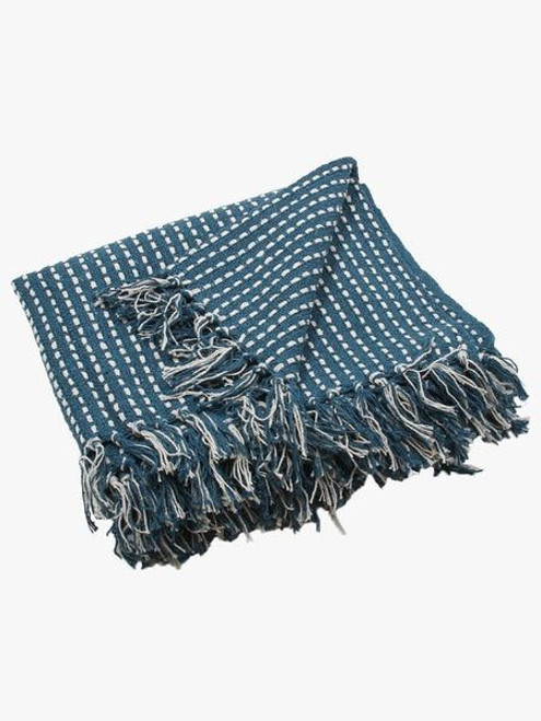 Pick Stitch Woven Throw, Teal Green